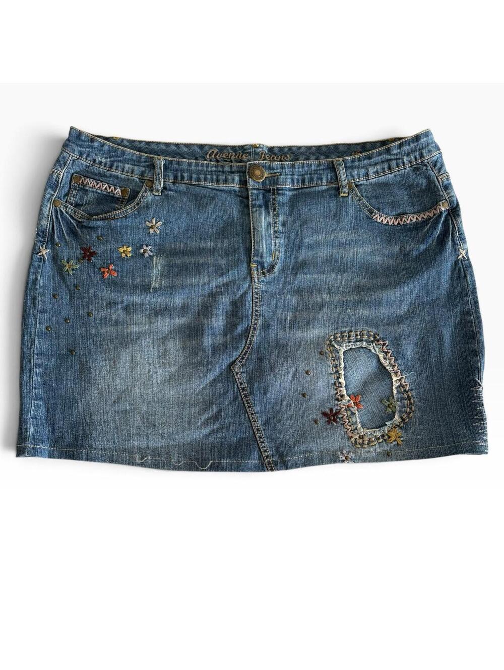 Y2K Avenue Jeans  embroidered denim mini skirt